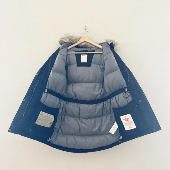 Fjallraven Singi Down Jacket Parka Black Womens XS Outdoor Rugged Gorpcore $640 - Picture 13 of 16